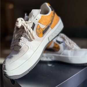 Nike Women’s Sneakers White and Orange Suede Accent